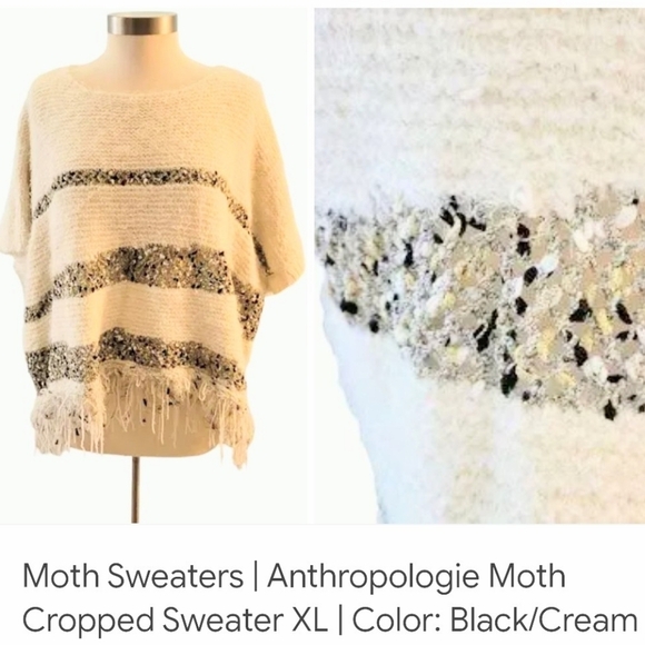 Moth SS Crew Fringe Poncho - Picture 1 of 7